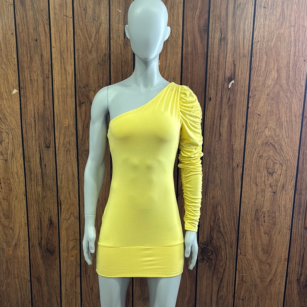 Marciano Yellow Asymmetrical Bodycon Dress for Night Out